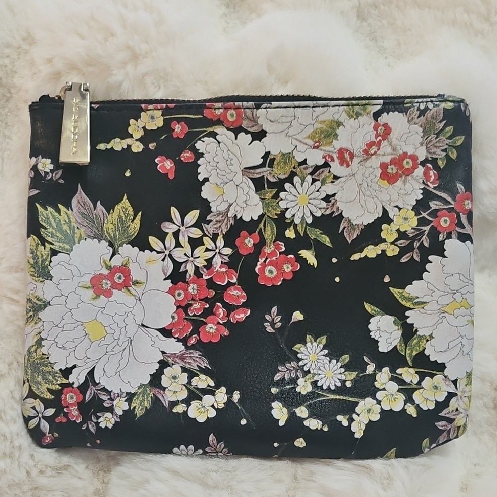 Big Buddha Black Floral Cosmetic Bag